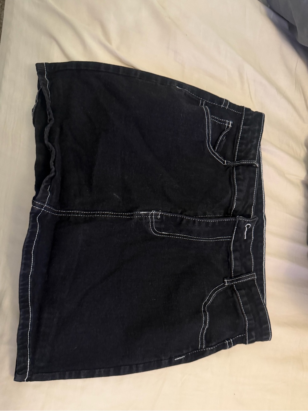 Women’s Black Denim Skirt with Contrast Stitching